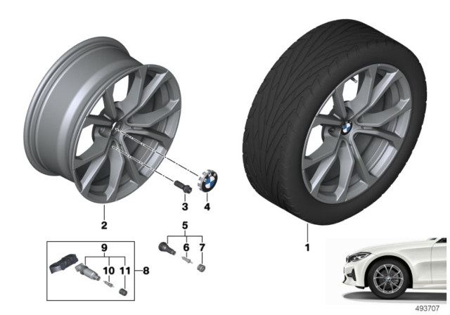 2019 BMW 330i xDrive BMW LA Wheel, V-Spoke Diagram 2
