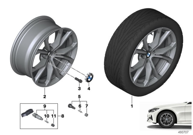 2020 BMW M340i Light Alloy Rim Ferricgrey Diagram for 36116883518