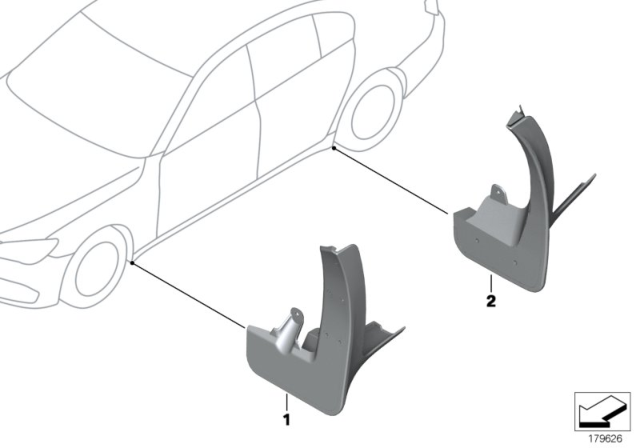 2015 BMW 750i Mud Flaps Diagram