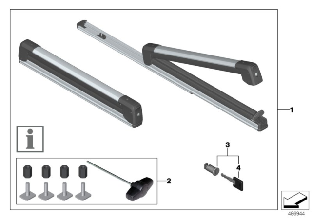 2010 BMW 328i Ski And Snowboard Bracket Pull-Out Diagram