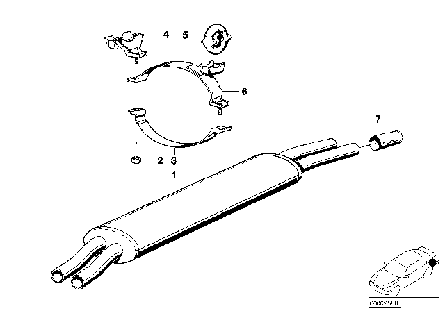 1981 BMW 733i Rear Silencer Diagram