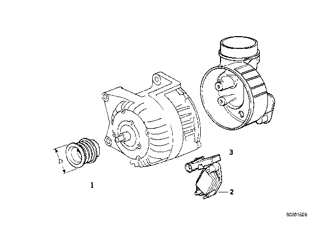 1993 BMW 325i Alternator, Individual Parts Diagram 2