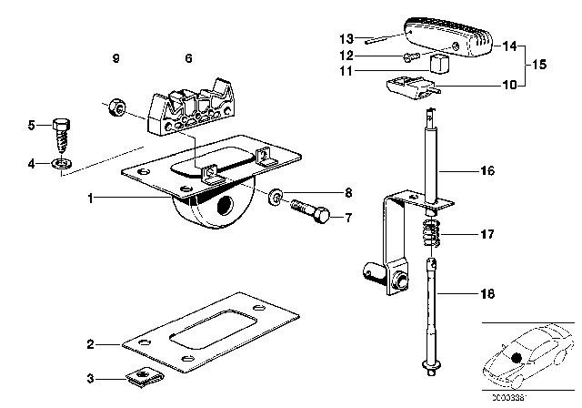 1983 BMW 633CSi Gear Shift Parts, Automatic Gearbox Diagram 2