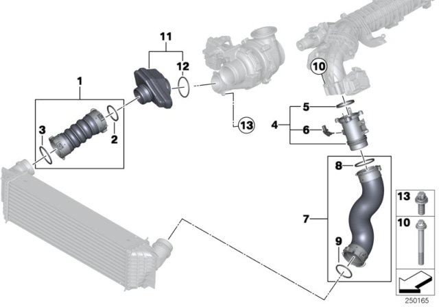 2014 BMW 535d Intake Manifold - Supercharger Air Duct Diagram