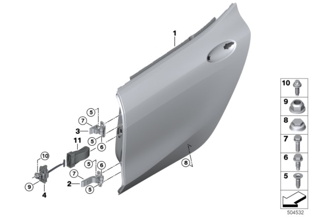 2020 BMW 840i xDrive Gran Coupe Rear Door - Hinge / Door Brake Diagram