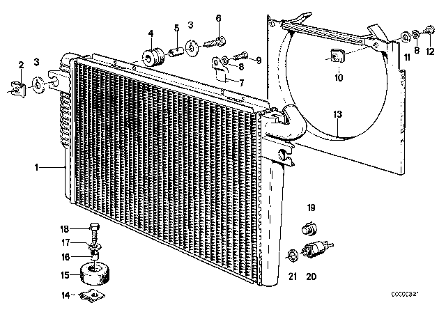 1985 BMW 735i Radiator / Frame Diagram