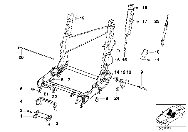 1995 BMW 850Ci BMW Sports Seat Electrical Adjustable Parts Diagram