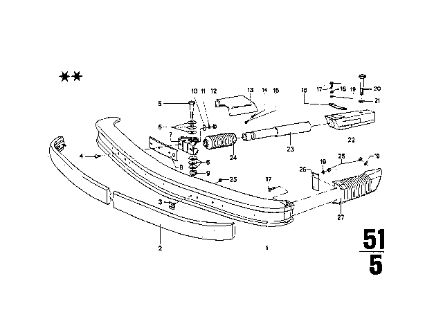 1969 BMW 2002 Bumper USA, Front Diagram 2