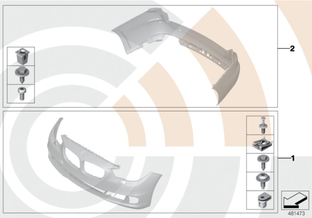 2011 BMW 550i GT Mounting Kit, Bumper Diagram