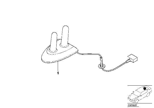 1997 BMW 750iL Single Parts, Double Telephone Antenna Diagram