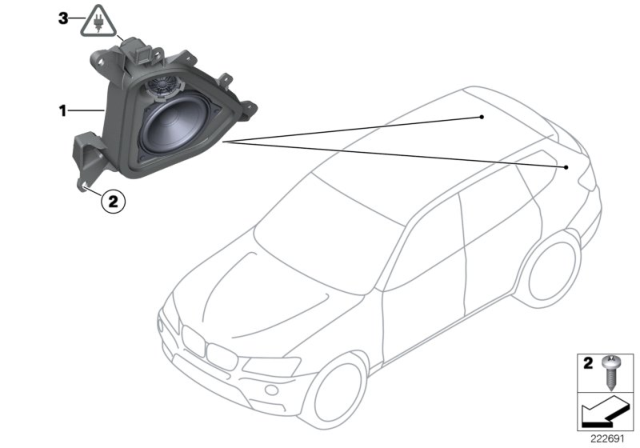 2017 BMW X3 Speaker Carrier, D-Pillar, Right Diagram for 65139213760