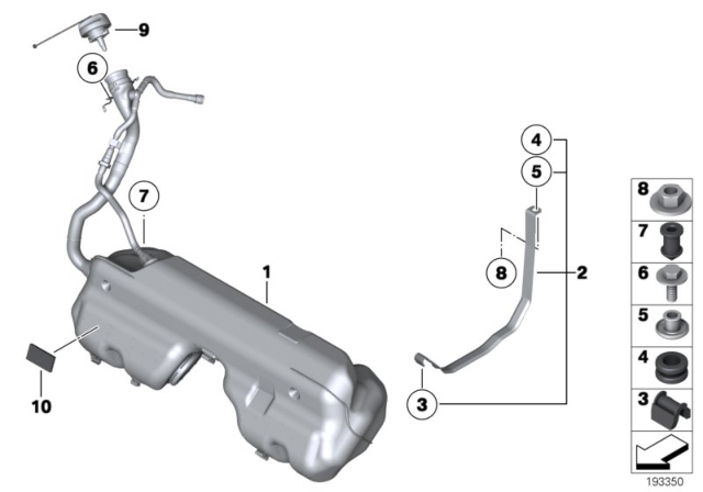 2014 BMW Z4 Plastic Fuel Tank With Left Sensor Diagram for 16117210637