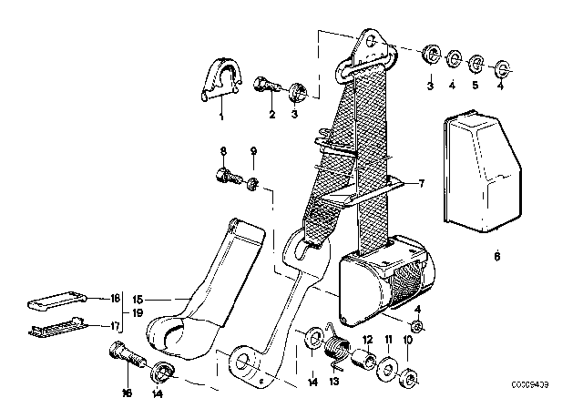1978 BMW 320i Front Safety Belt Mounting Parts Diagram 2
