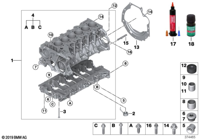 2019 BMW M4 Engine Block & Mounting Parts Diagram 1