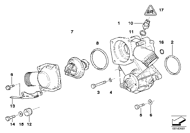 1996 BMW 850Ci Water Pump Diagram for 11510393339