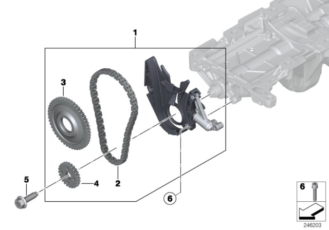 2015 BMW 228i xDrive Lubrication System / Oil Pump Drive Diagram