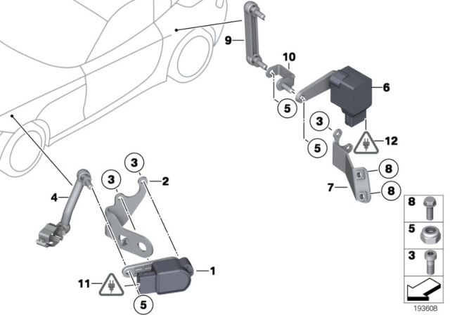 2016 BMW Z4 Headlight Vertical Aim Control Sensor Diagram