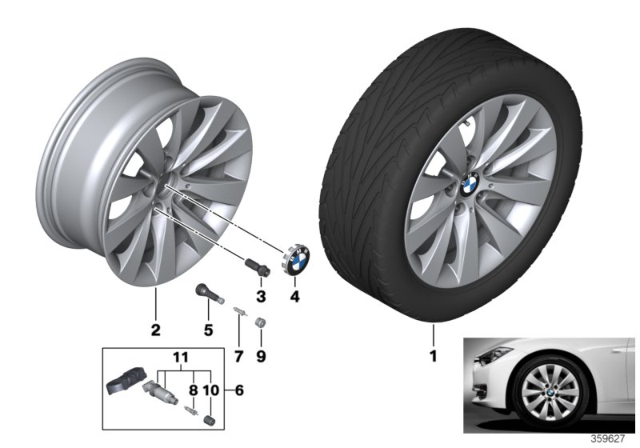 2016 BMW 328i BMW LA Wheel, V-Spoke Diagram 3