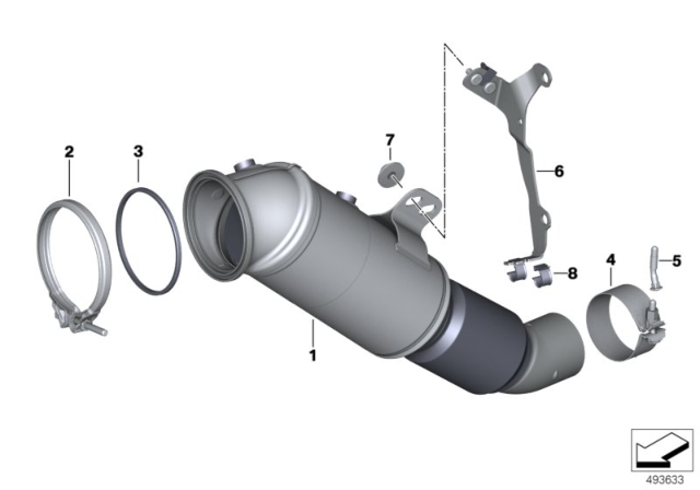 2020 BMW 540i EXCH CATALYTIC CONVERTER CLO Diagram for 18328682785