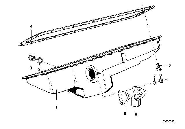 1984 BMW 733i Oil Pan / Oil Level Indicator Diagram 1