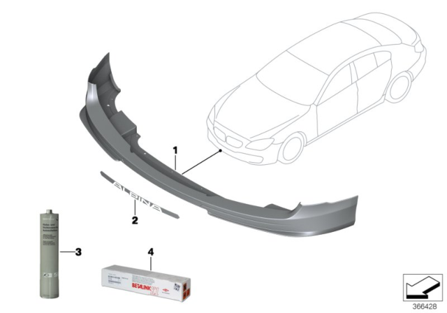 2015 BMW Alpina B6 xDrive Gran Coupe Primed Front Spoiler Diagram for 51117988551