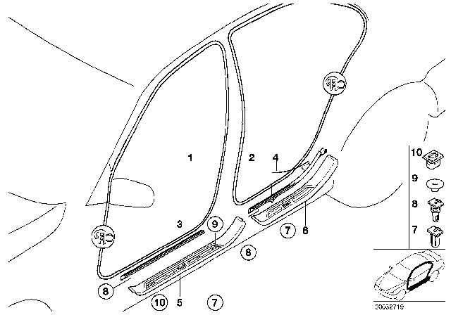 1998 BMW 528i Rear Right Entrance Cover Diagram for 51477893362