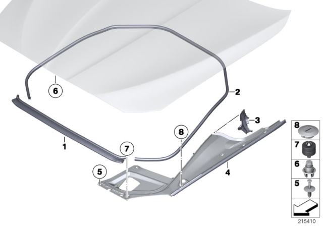 2013 BMW 550i Bonnet Seals Diagram