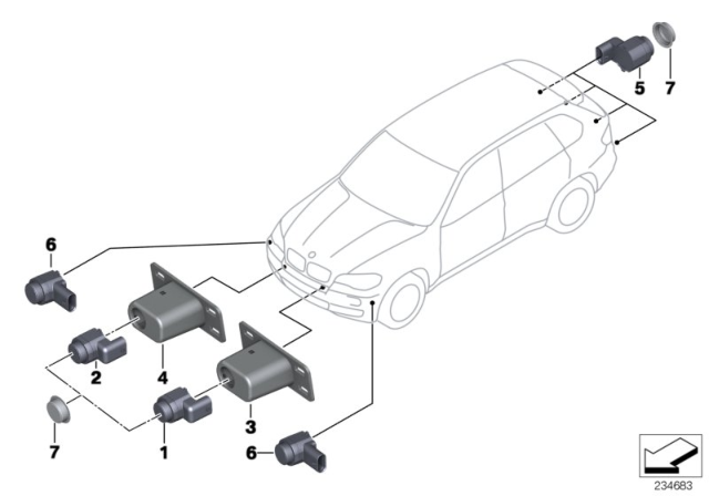 2012 BMW X5 Ultrasonic Sensor Titansilber Diagram for 66209233028