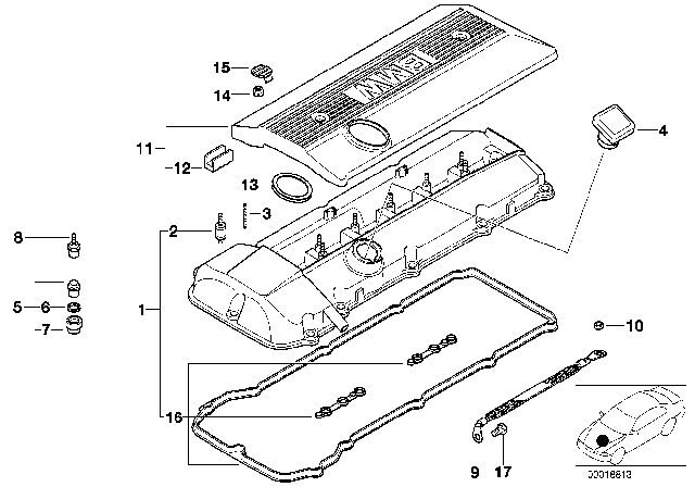 2005 BMW 325xi Cylinder Head Cover Diagram