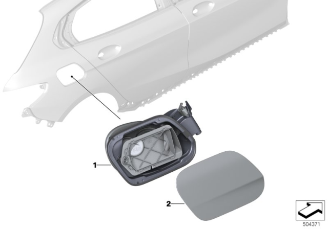 2020 BMW 228i xDrive Gran Coupe Fill-In Flap Diagram