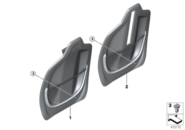 2018 BMW X1 Set, Front, Backrest Trims Diagram