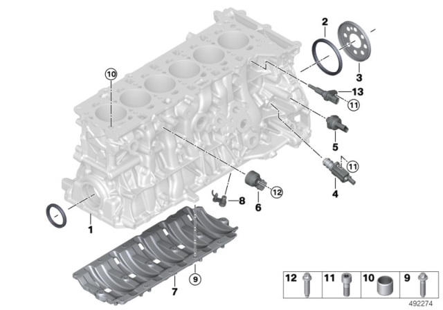 2020 BMW 745e xDrive Engine Block & Mounting Parts Diagram
