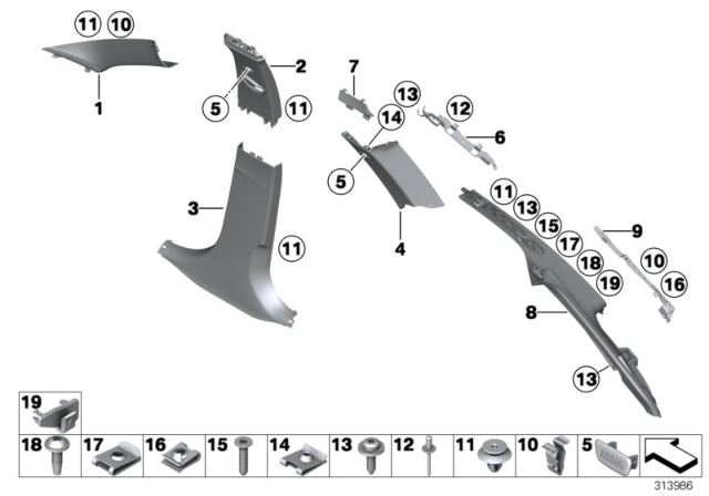 2015 BMW 328d xDrive Trim Panel Diagram