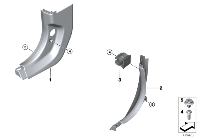 2019 BMW M5 Trim Panel Leg Room Diagram