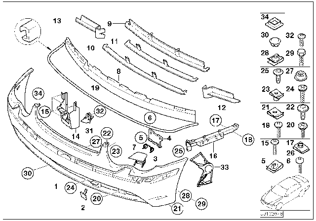 2002 BMW 745i C-Clip Nut Diagram for 51127070202