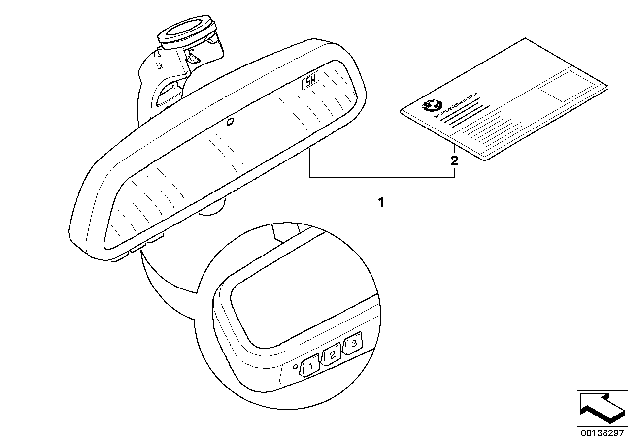 2005 BMW X5 Remote Control / Compass Interior Mirror Diagram