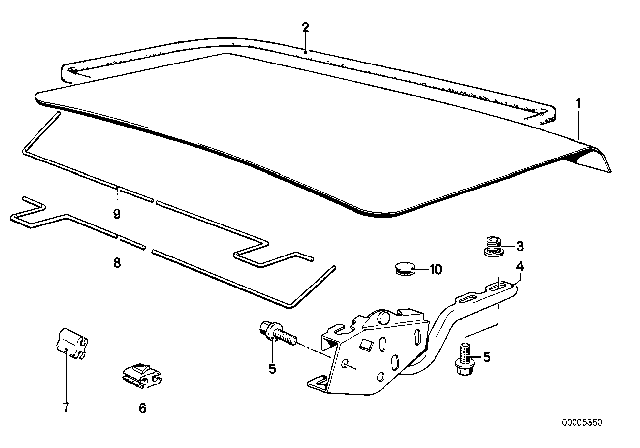 1978 BMW 633CSi Single Components For Trunk Lid Diagram