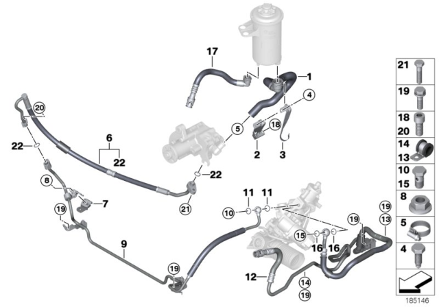 2014 BMW X6 Hydro Steering - Oil Pipes Diagram
