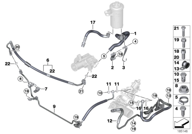 2013 BMW X5 Hydro Steering - Oil Pipes Diagram