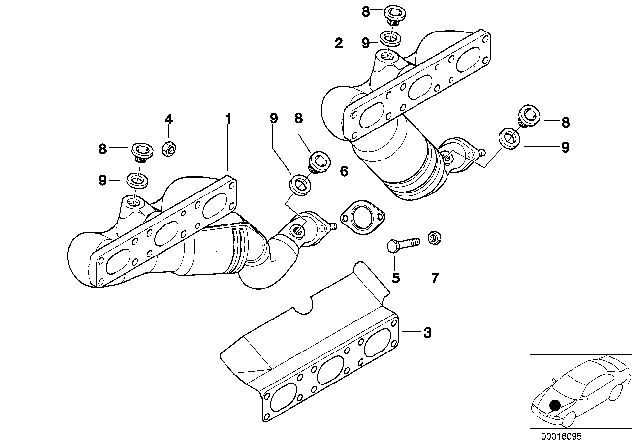 2003 BMW 325i Exhaust Manifold With Catalyst Diagram