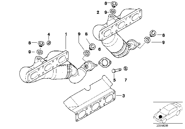 2005 BMW 325xi Exhaust Manifold With Catalyst Diagram