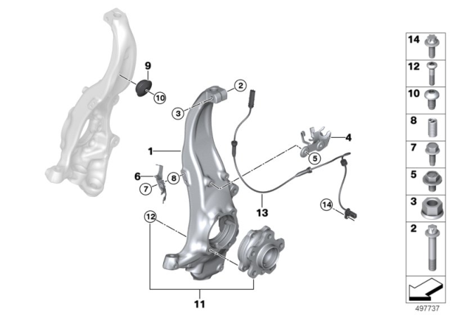 2020 BMW 740i Carrier / Wheel Bearing, Front Diagram