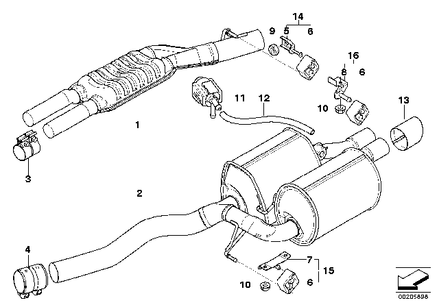 2005 BMW 545i Exhaust System Diagram