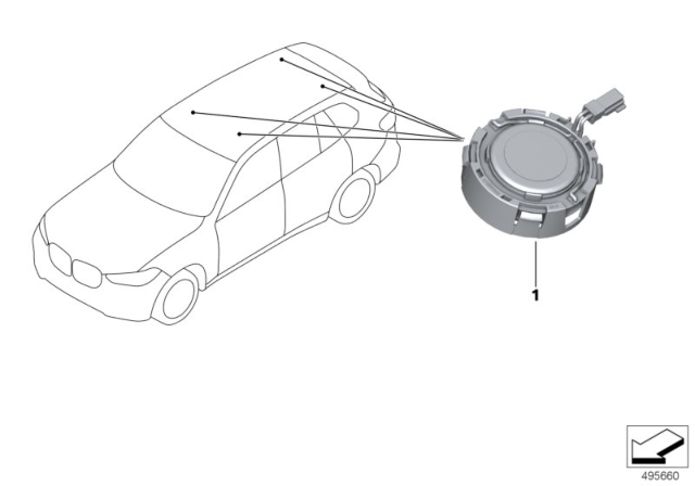 2020 BMW X5 Speaker HES System Headliner Diagram