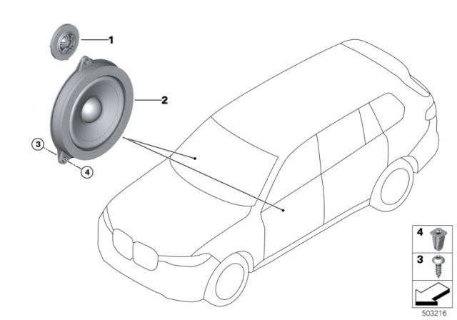 2020 BMW X5 Hifi-System Tweeter Diagram for 65136813697