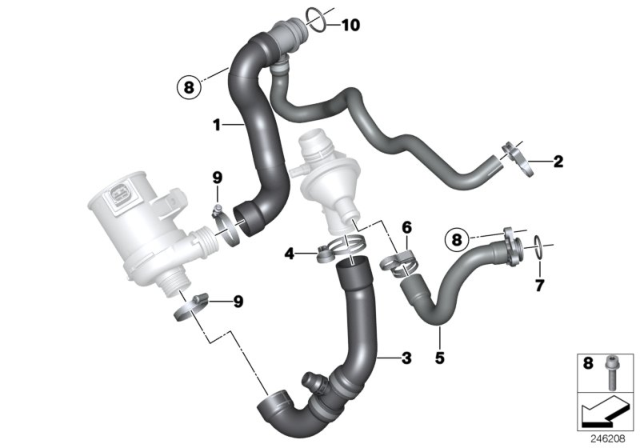2014 BMW X1 Cooling System - Water Hoses Diagram