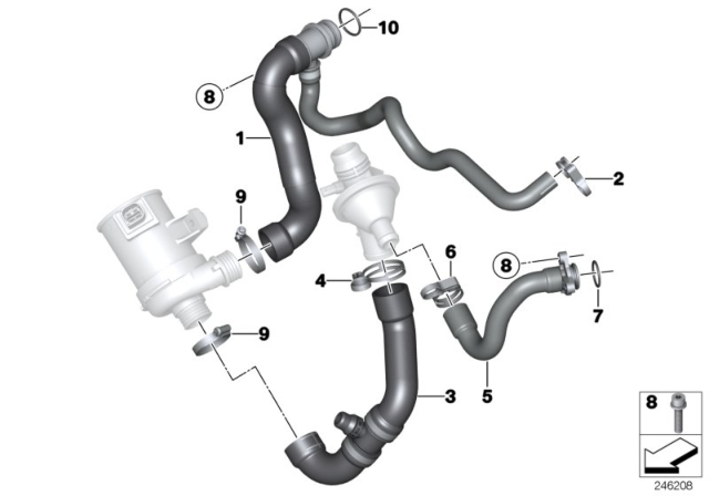 2013 BMW X1 Cooling System - Water Hoses Diagram