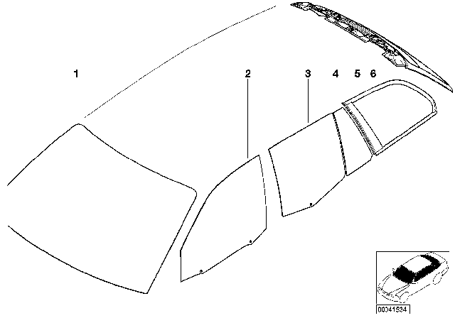 2004 BMW 325xi Glazing Diagram