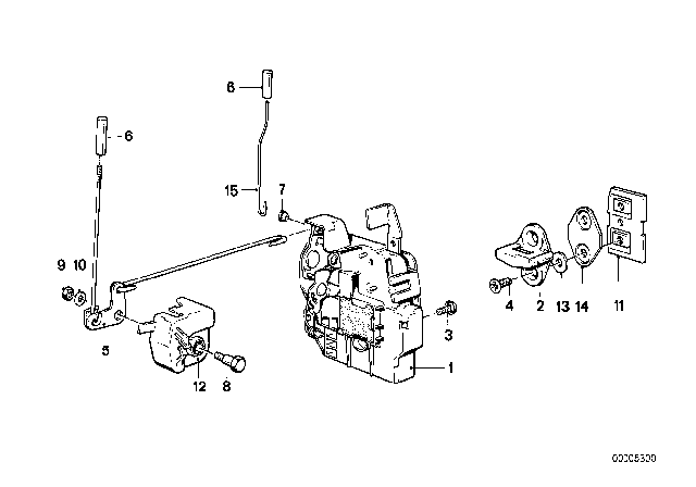 1984 BMW 318i Door Lock Front Diagram