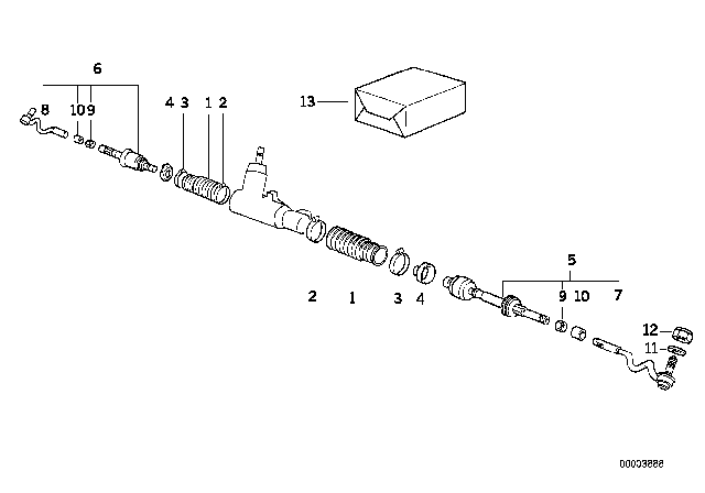 1999 BMW Z3 M Steering Linkage / Tie Rods Diagram